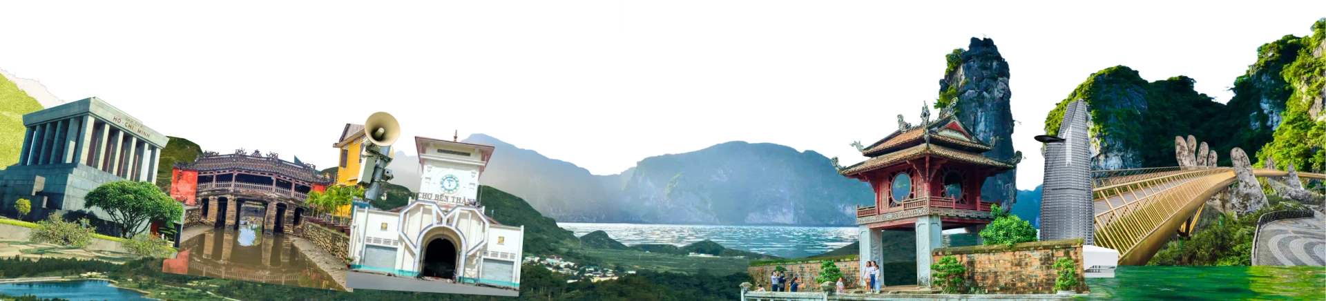 Vietnam landmarks decorative collage